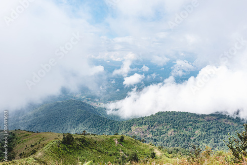 fog and cloud mountain valley landscape, Chiang Mai, Thailand