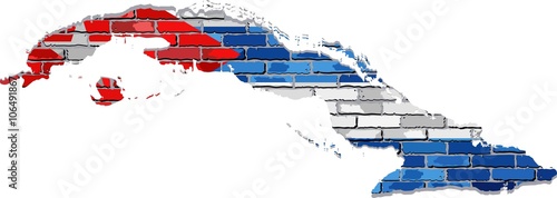 Cuba map on a brick wall - Illustration,  
Cuba map with flag inside, 
Cuba map painted on brick wall, 
Grunge map and flag of Cuba on a brick wall, 
Cuban flags in brick style