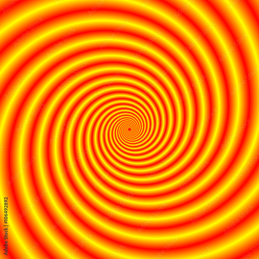 Yellow into Red via Orange Spiral / An abstract fractal image with a spiral design in yellow, red and orange. Yellow into Red via Orange Spiral / An abstract fractal image with a spiral design in yellow, red and orange.