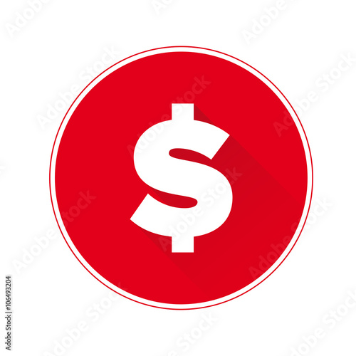 Flat dollar icon or sign