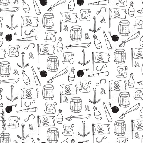Seamless pattern with pirate elements