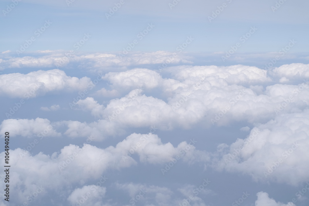 Beautiful, dramatic clouds and sky viewed from the plane Beautiful, dramatic clouds and sky viewed from the plane