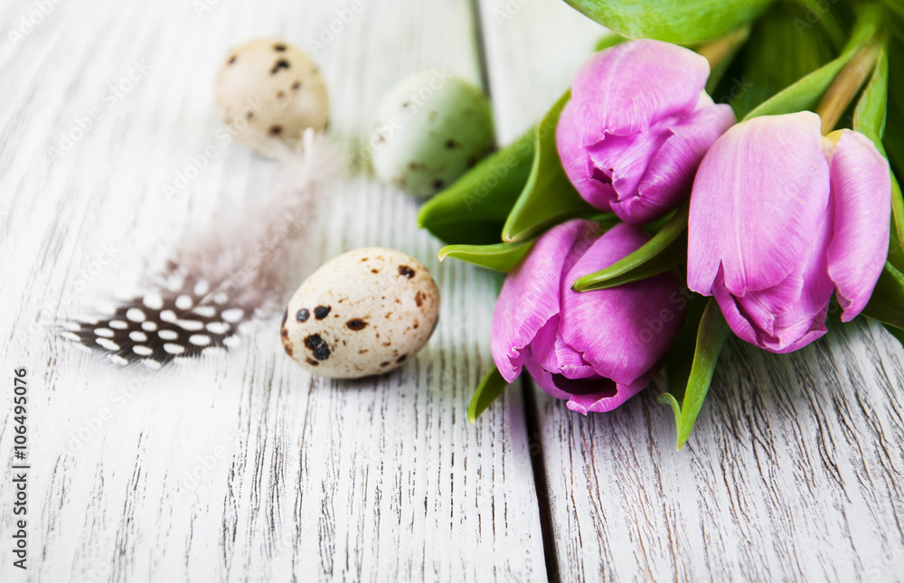 Fototapeta premium easter background with eggs