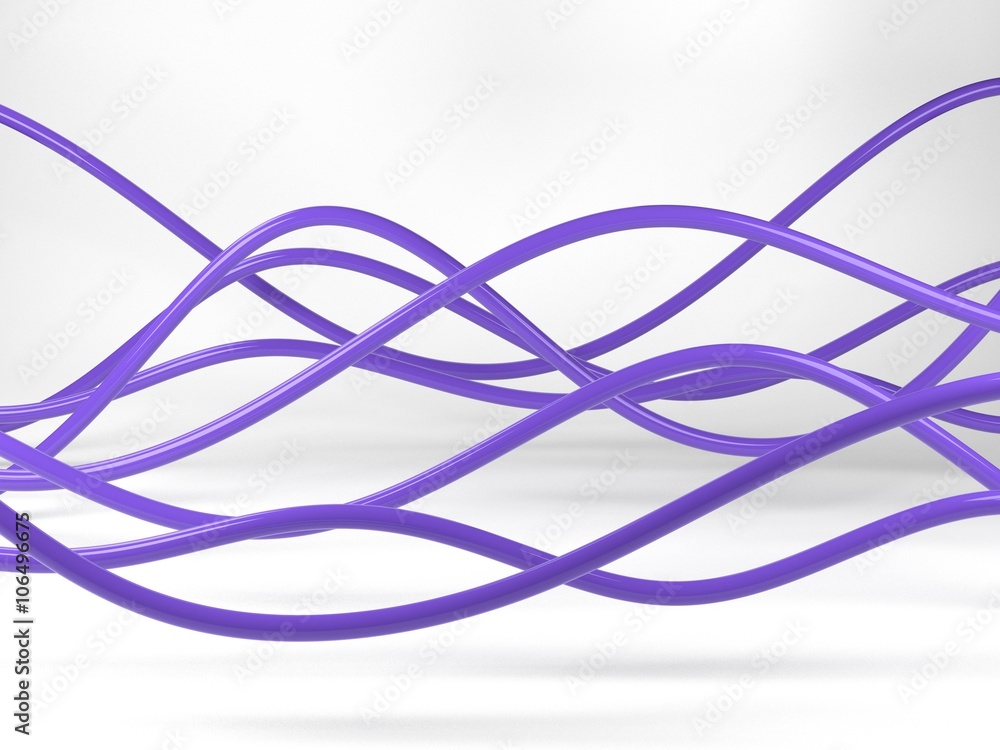 Violet electric wires or abstract lines, 3D Illustration Violet electric wires or abstract lines, 3D Illustration