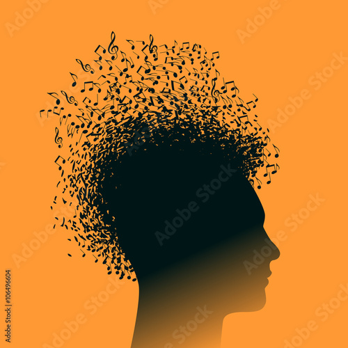A man with musical note hair  for print or web use