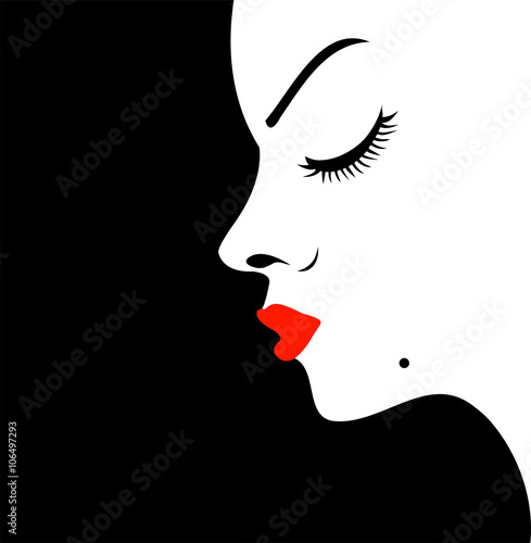 Girl with a beauty spot on chin