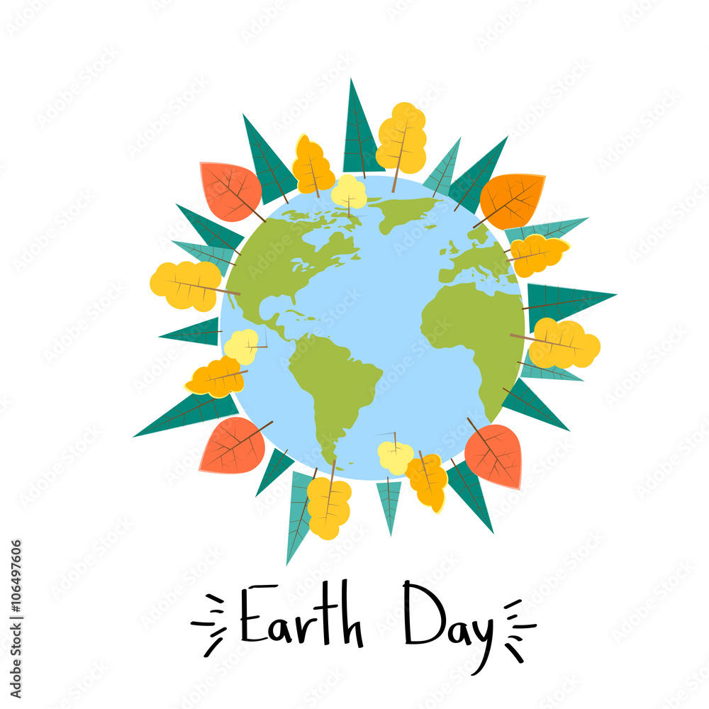 Earth Day World Tree Plant Concept Round Globe Banner Earth Day World Tree Plant Concept Round Globe Banner