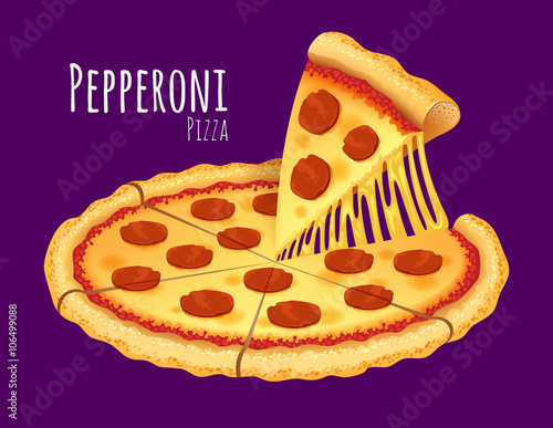 A vector illustration of a cooked Pepperoni Pizza