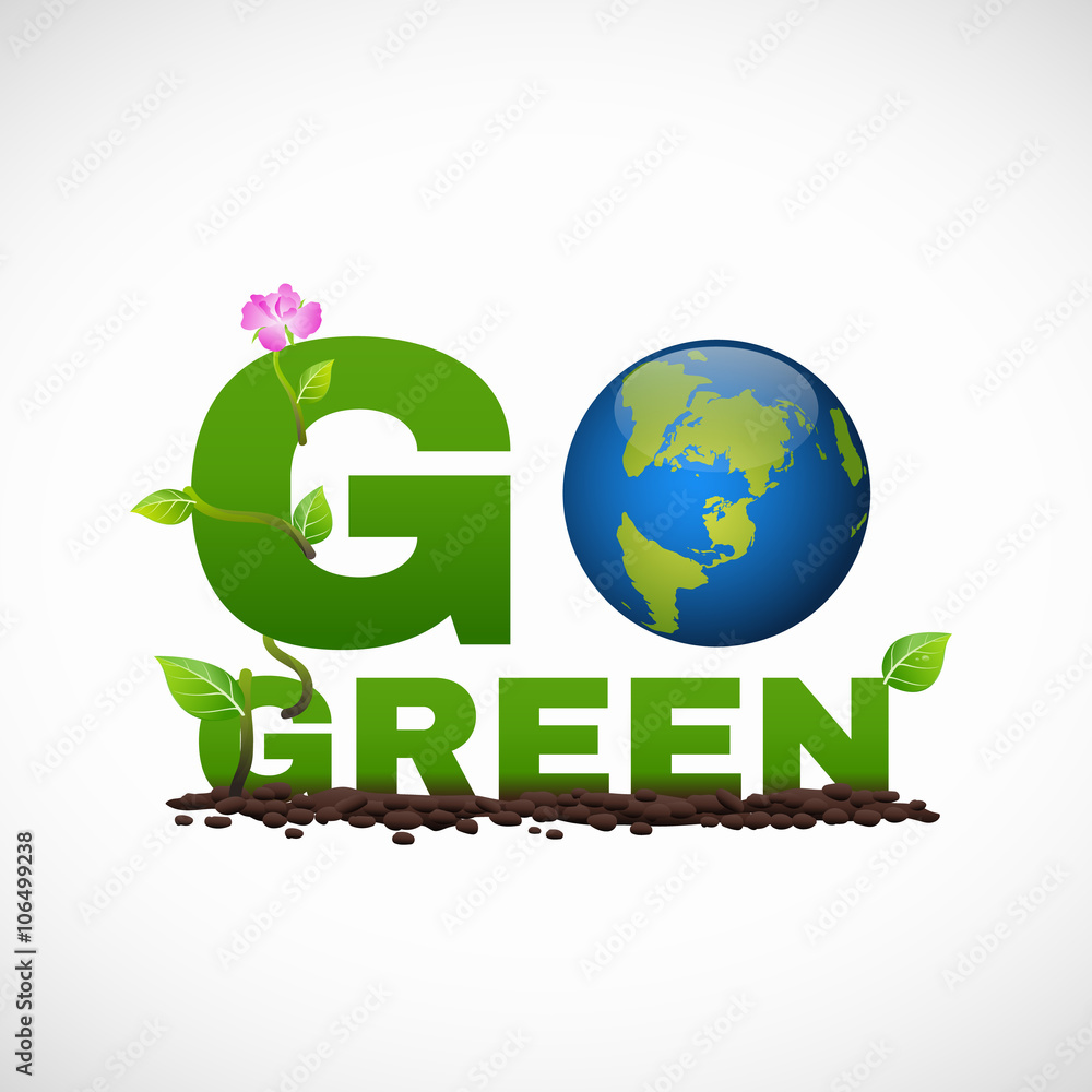 Go green banner  design is have earth leaf and flower tree