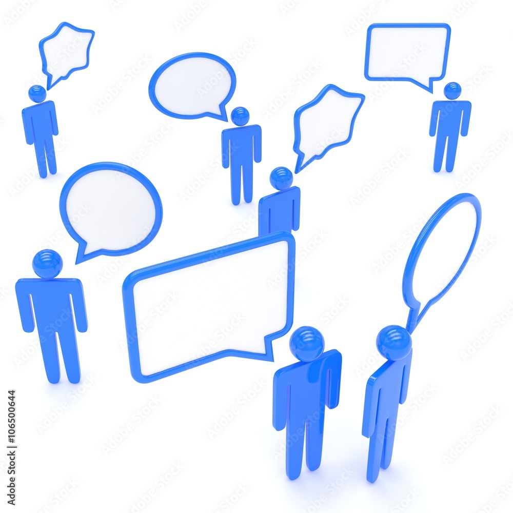 people with talk bubbles isolated over a white background. 3D rendering. people with talk bubbles isolated over a white background. 3D rendering.