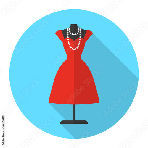Tailor's mannequin vector flat icon with long shadow. Fashion mannequin icon.