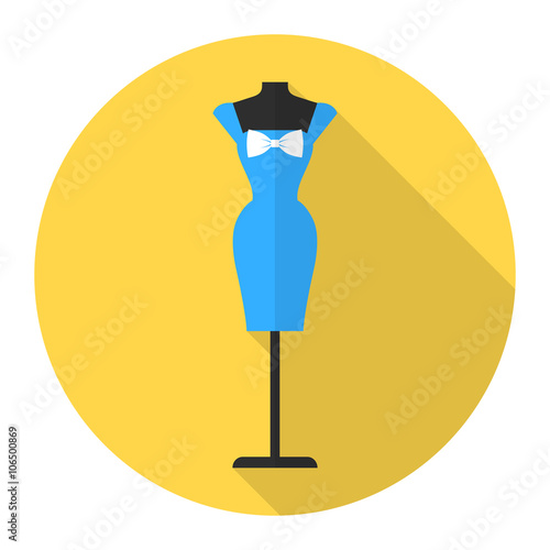 Tailor's mannequin vector flat icon with long shadow. Fashion mannequin icon.