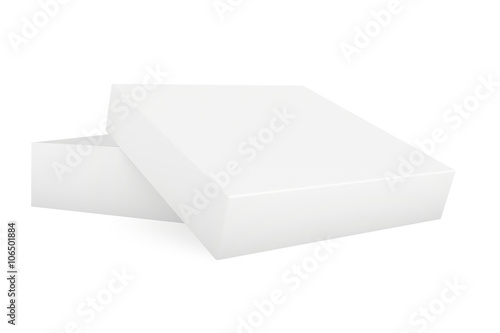 Blank paper cardboard. Box template standing on white background