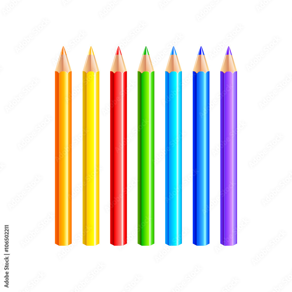 Colourful pencils isolated on white vector Colourful pencils isolated on white vector
