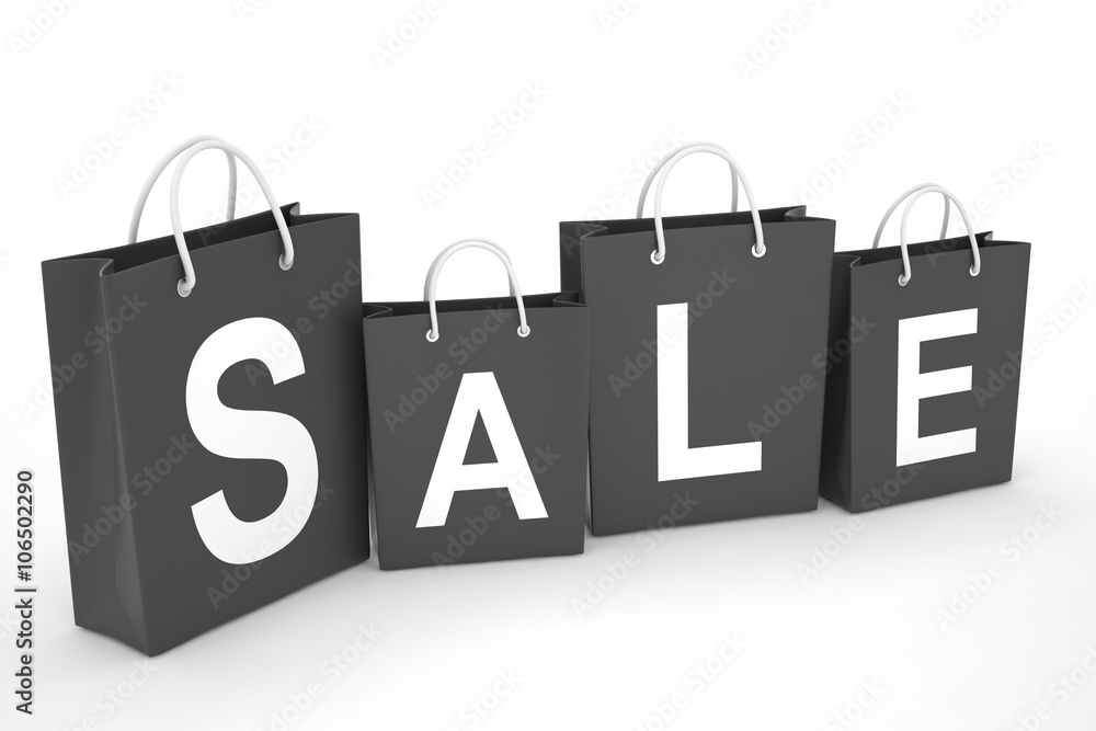 sale written on shopping bag. 3D rendering. sale written on shopping bag. 3D rendering.
