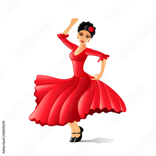 Girl dancing flamenco isolated on white vector