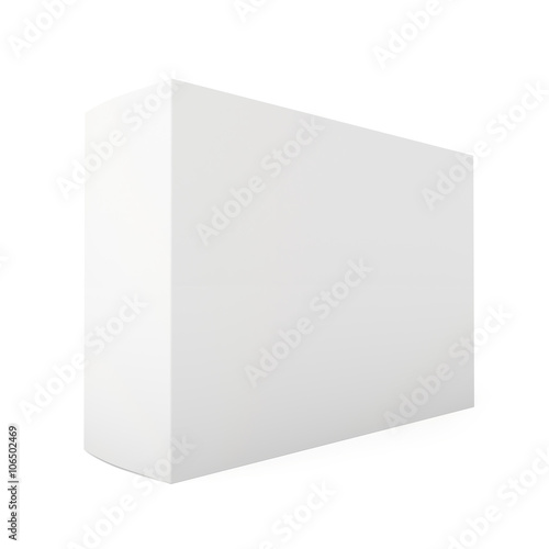 Blank paper or cardboard box template standing on white background
