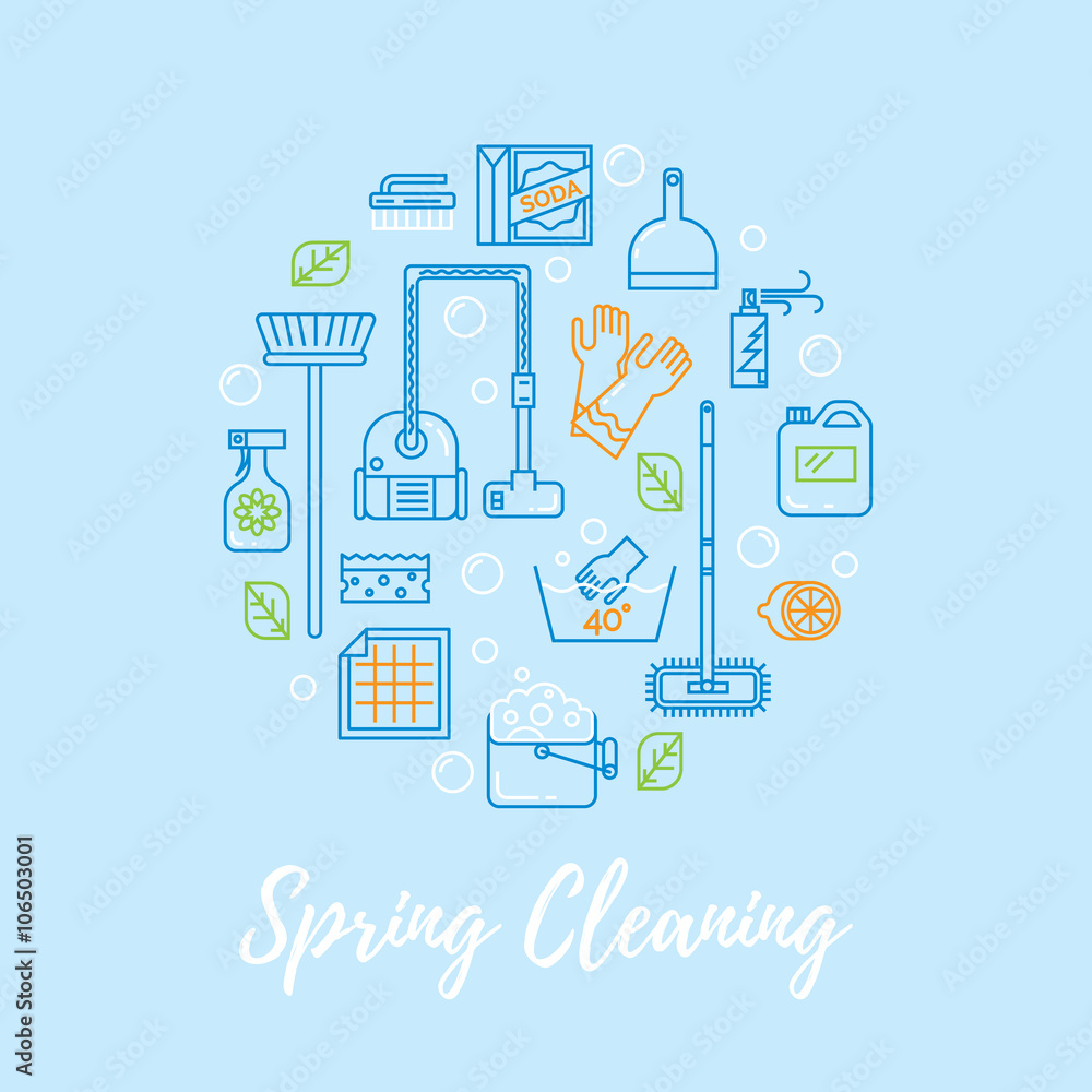 Spring cleaning vector concept.