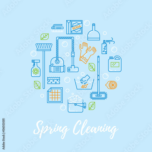 Spring cleaning vector concept.