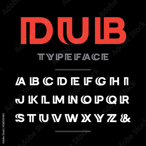 Wide font. Vector alphabet with latin letters and numbers.