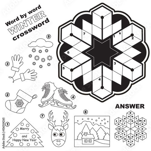 Winter crossword for kids. 