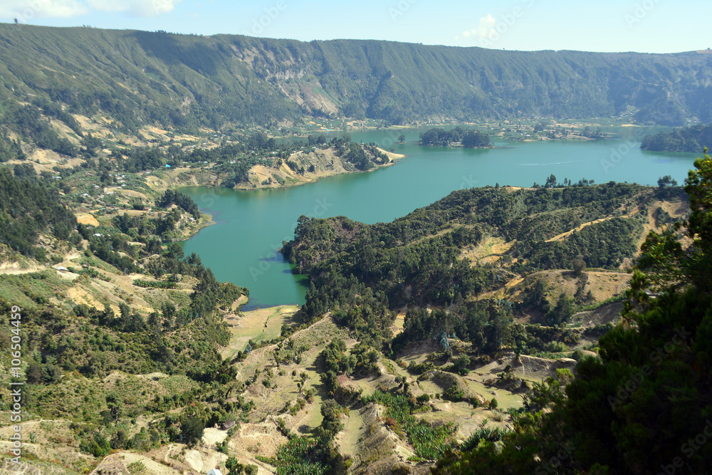 Wonchi green crater lake in Ethiopia