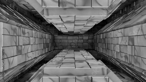 Fototapeta Naklejka Na Ścianę i Meble -  white futuristic space tunnel entrance