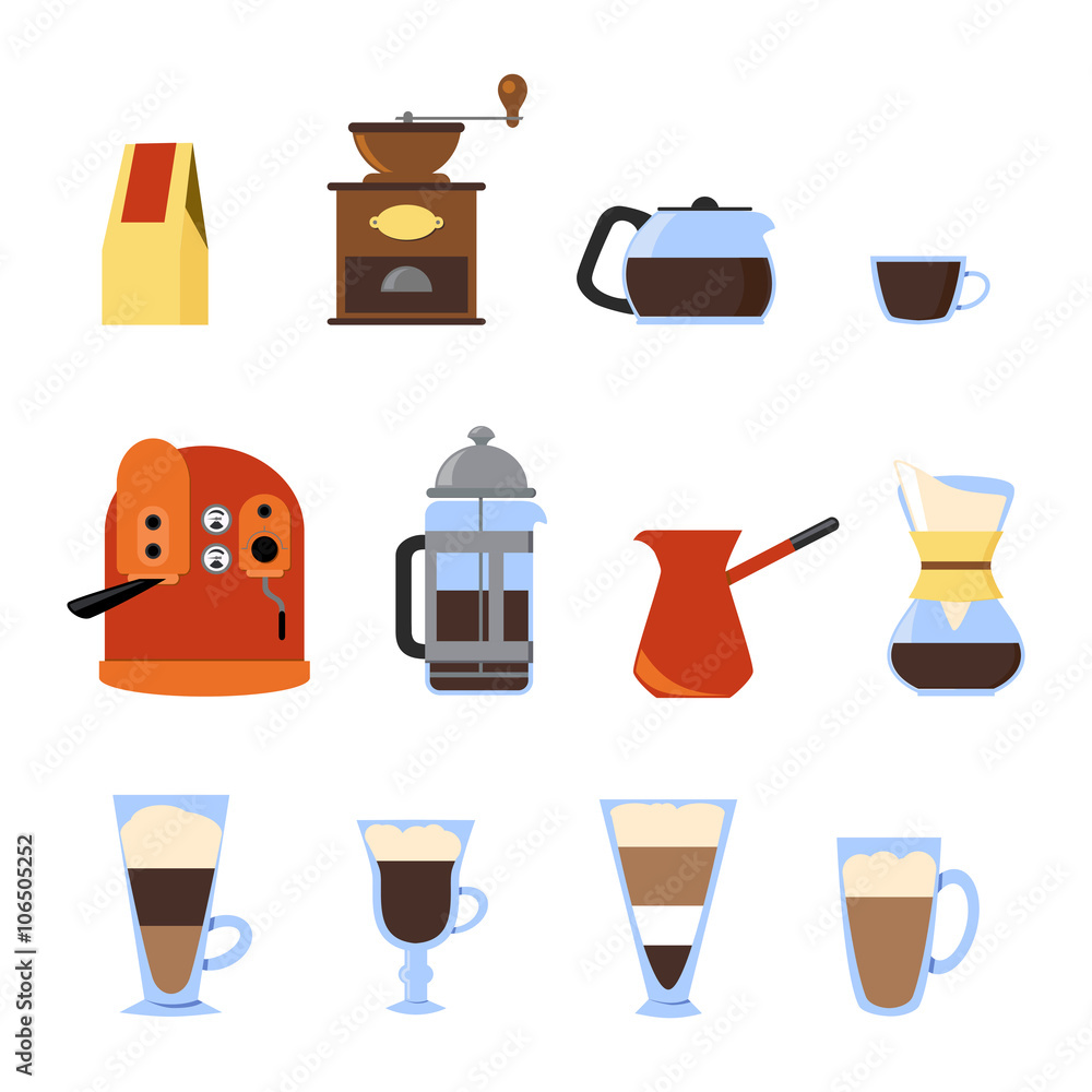 Flat Coffee Icons Flat Coffee Icons