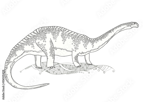 Vector illustration of Apatosaurus or Brontosaur or deseptive lizard isolated on white background. Series of prehistoric dinosaurs. Fossil animals and reptiles in contour style.