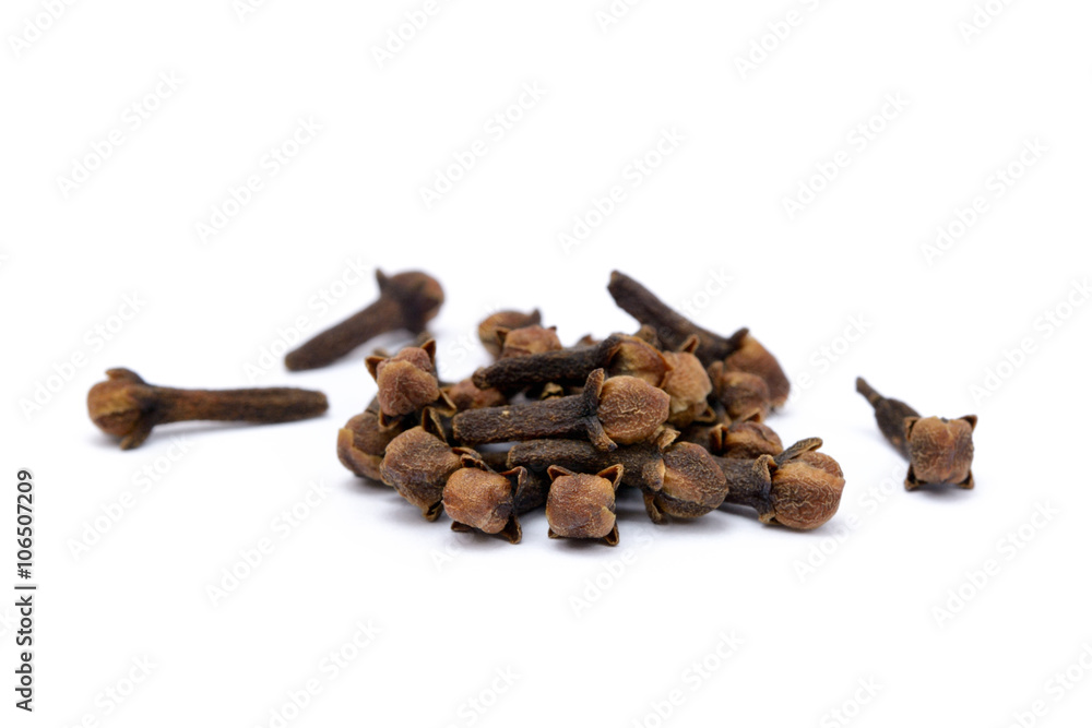 Fragrant spices cloves isolated on white background Fragrant spices cloves isolated on white background