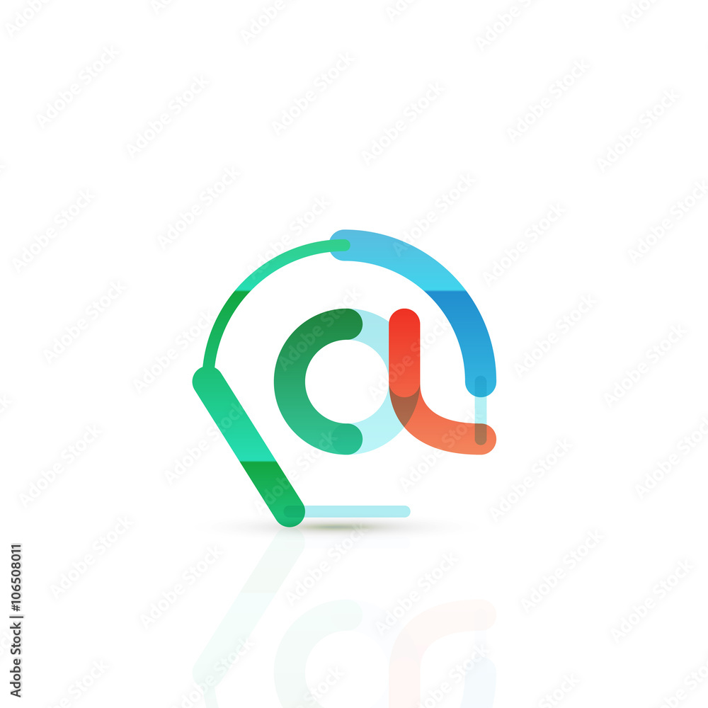 Vector email business symbol, or at sign logo. Linear minimalistic flat icon design Vector email business symbol, or at sign logo. Linear minimalistic flat icon design