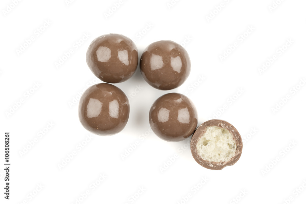 chocolate balls on a white background chocolate balls on a white background