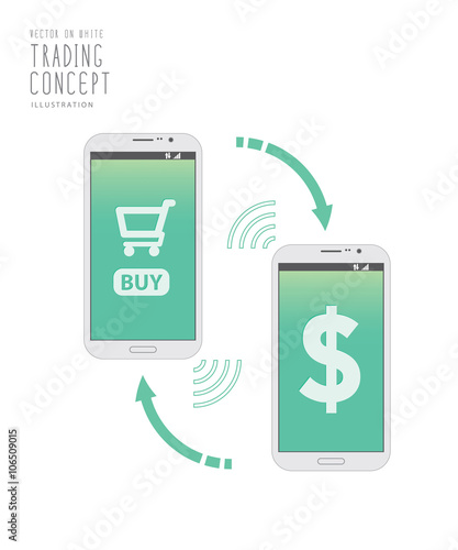 Shopping on internet with mobile phone vector.