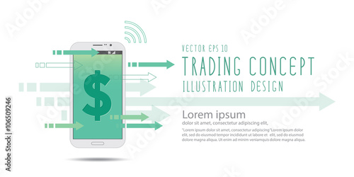 Financial on mobile phone banner vector.