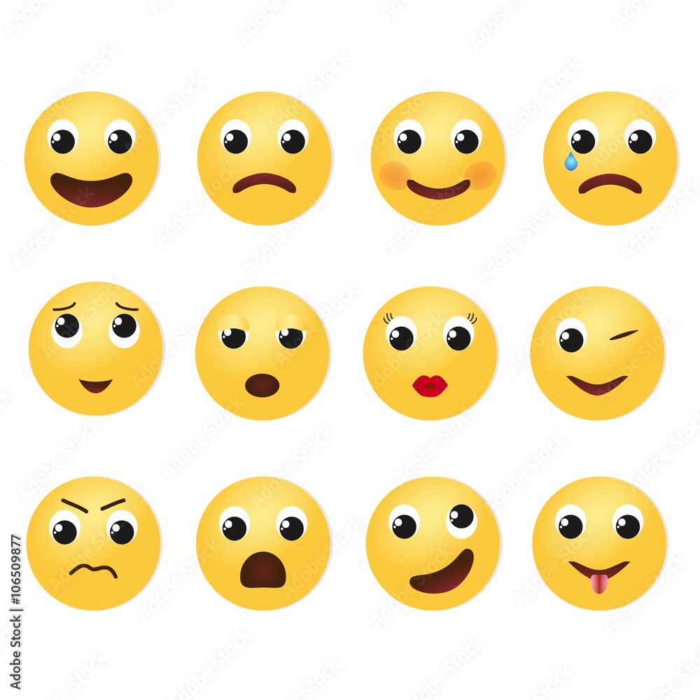 Emoji faces icons set illustration. Emoji faces icons set illustration.