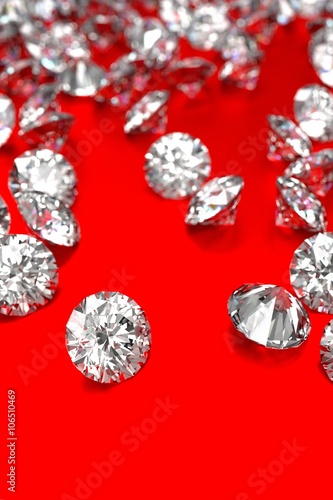Luxury diamonds on red background