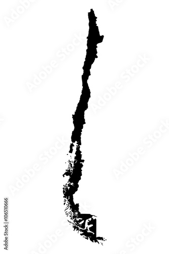 Chile black map on white background vector