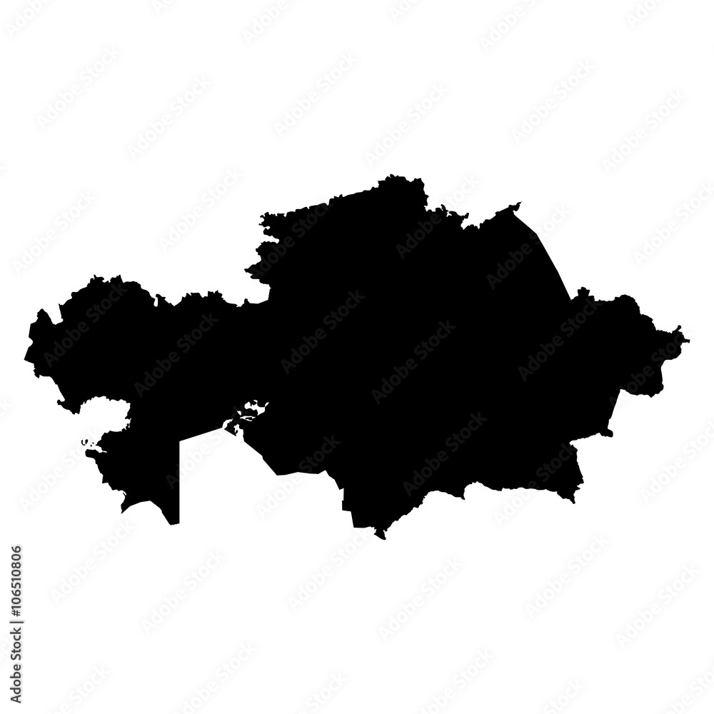 Kazakhstan black map on white background vector - obrazy, fototapety, plakaty 