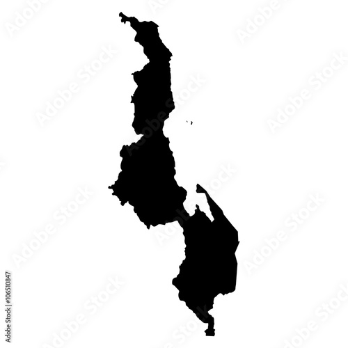 Malawi black map on white background vector