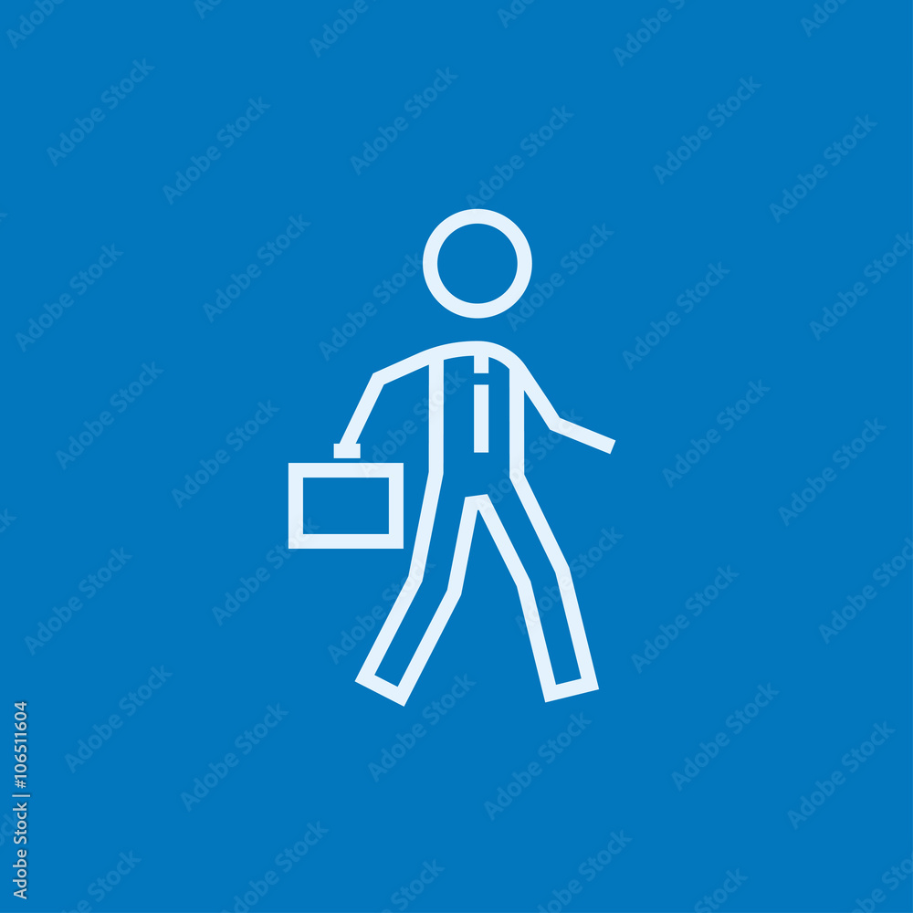 Businessman walking with briefcase line icon. Businessman walking with briefcase line icon.