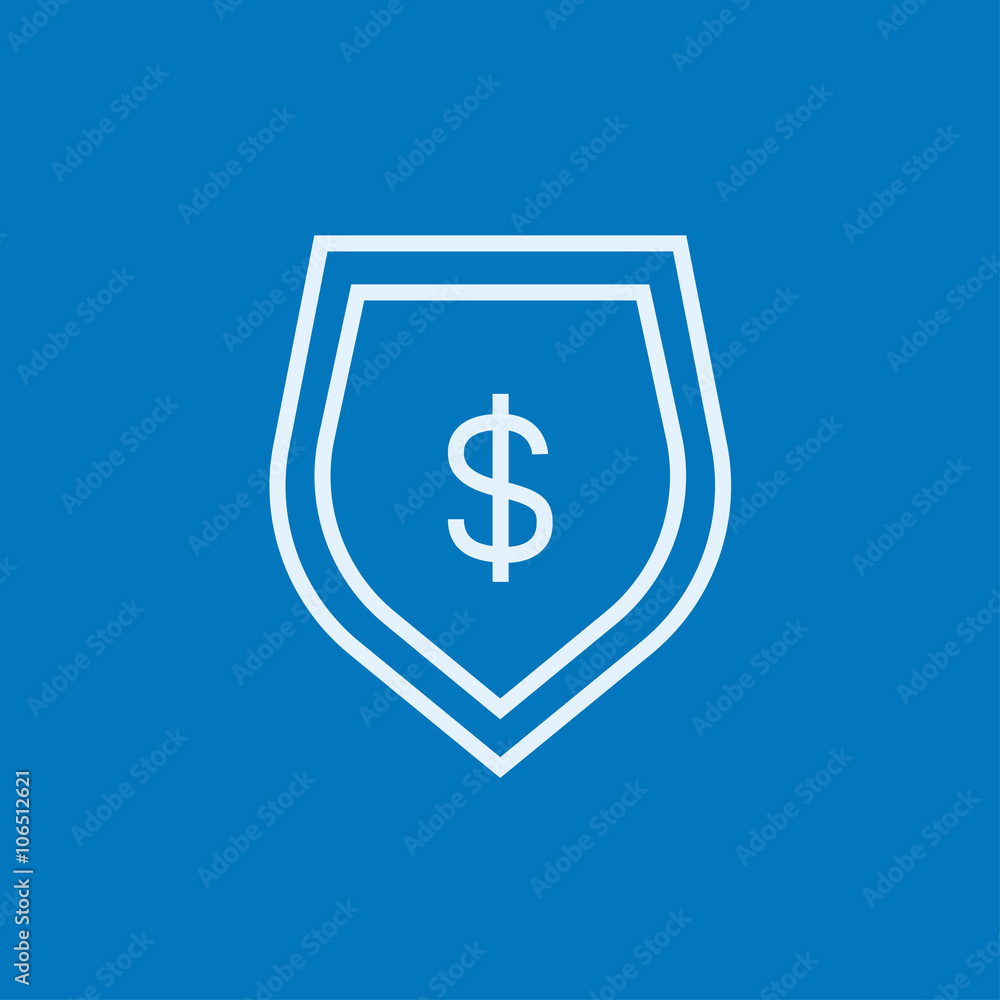 Shield with dollar symbol line icon.