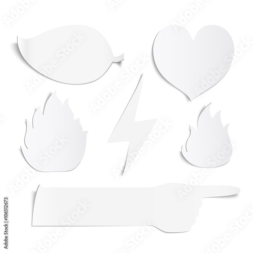 Set of white paper stickers