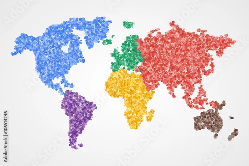 Obraz Kropkowana okrągła mapa świata. Streszczenie ilustracji wektorowych.