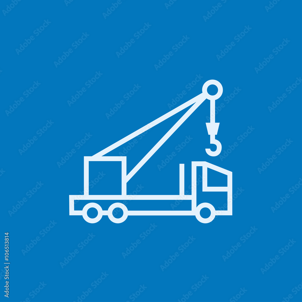 Mobile crane line icon. Mobile crane line icon.