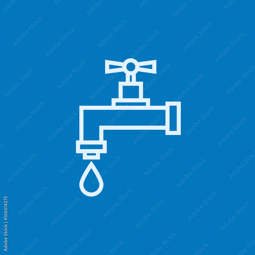 Dripping tap with drop line icon. Dripping tap with drop line icon.