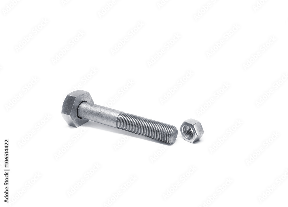A big bolt and a small nut on white background, One size does not fit all conceptA big bolt and a small nut on white background, One size does not fit all concept A big bolt and a small nut on white background, One size does not fit all conceptA big bolt and a small nut on white background, One size does not fit all concept