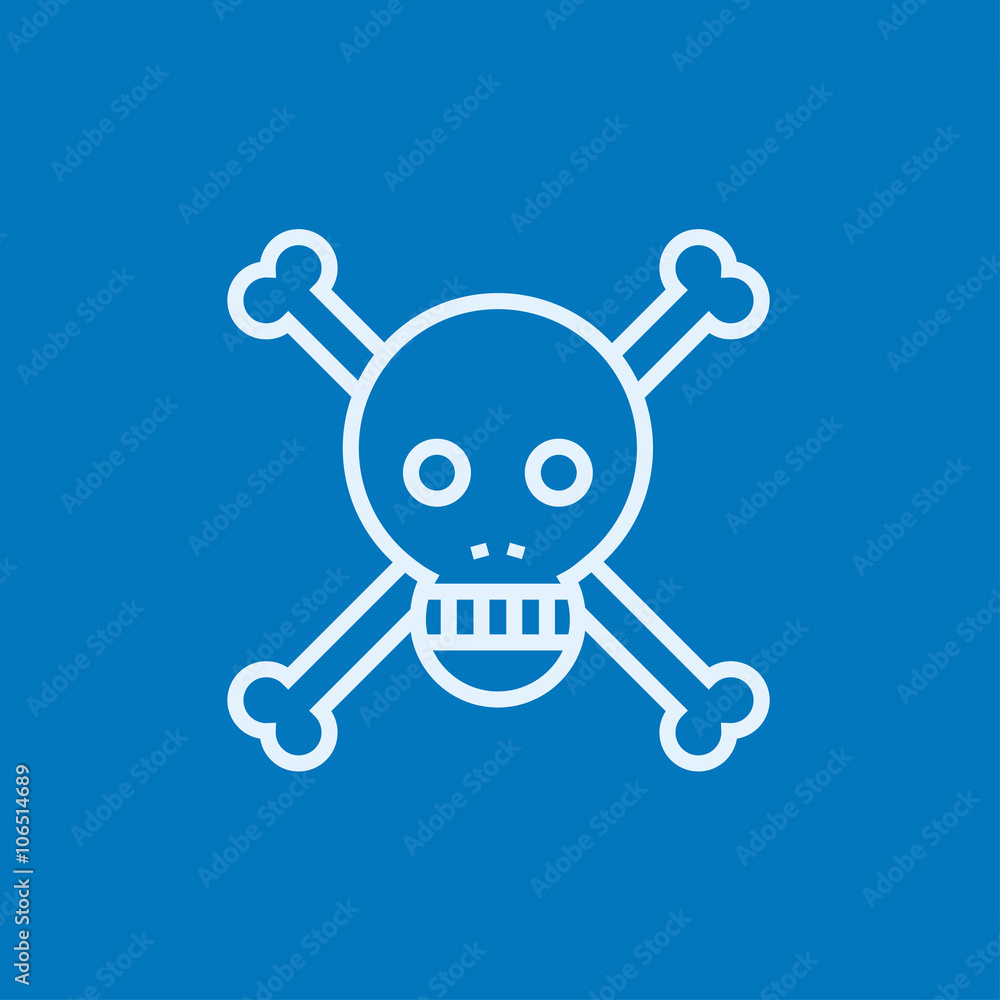 Skull and cross bones line icon.