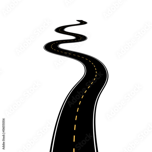 Abstract asphalt road isolated on white background.