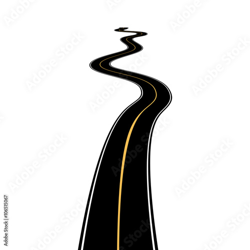 Abstract asphalt road isolated on white background.