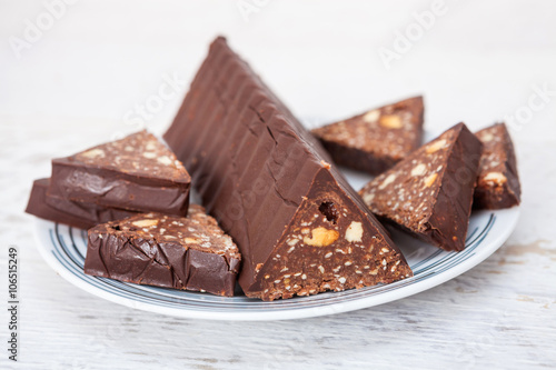Homemade toblerone like chocolate snack